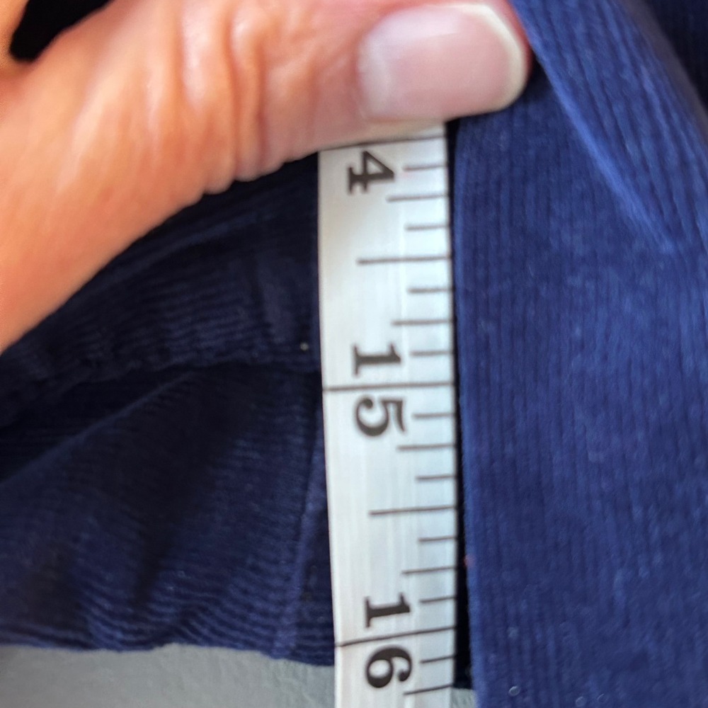 Mother The Big-League Prep‎ Cuff Heel Corduroy Pants Navy Blue Wide Leg - Picture 7 of 11